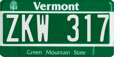 VT license plate ZKW317