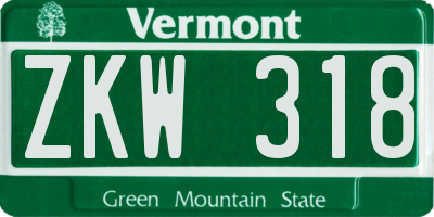 VT license plate ZKW318