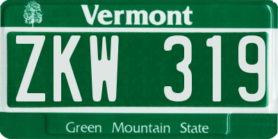 VT license plate ZKW319
