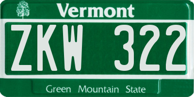 VT license plate ZKW322