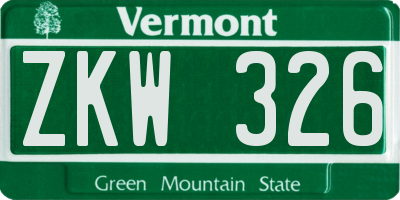 VT license plate ZKW326