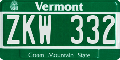 VT license plate ZKW332