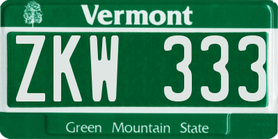 VT license plate ZKW333