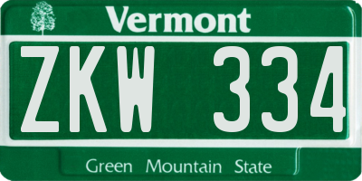 VT license plate ZKW334