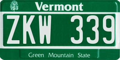 VT license plate ZKW339