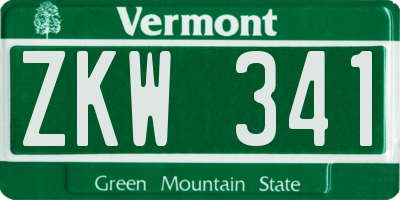 VT license plate ZKW341