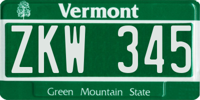 VT license plate ZKW345