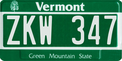 VT license plate ZKW347