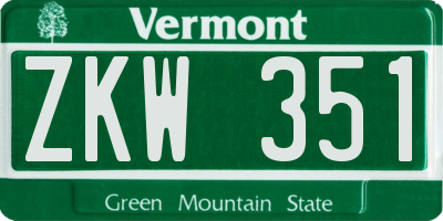 VT license plate ZKW351