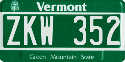 VT license plate ZKW352