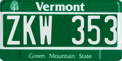 VT license plate ZKW353