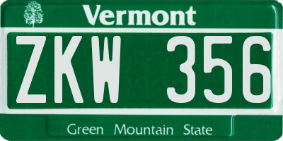 VT license plate ZKW356