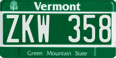 VT license plate ZKW358