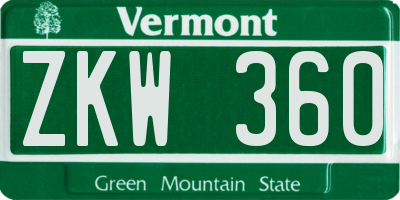 VT license plate ZKW360