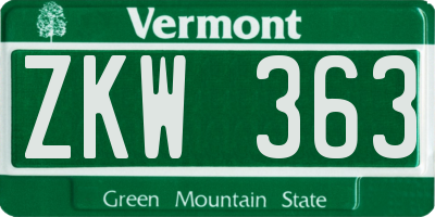 VT license plate ZKW363