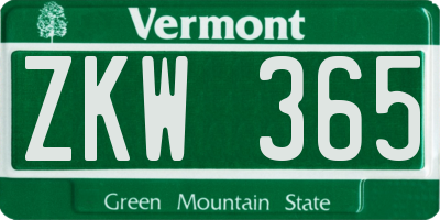 VT license plate ZKW365