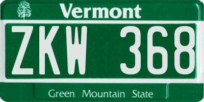 VT license plate ZKW368