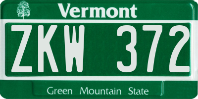 VT license plate ZKW372