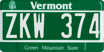 VT license plate ZKW374