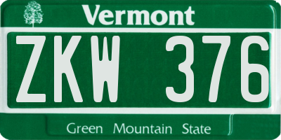 VT license plate ZKW376