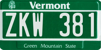VT license plate ZKW381