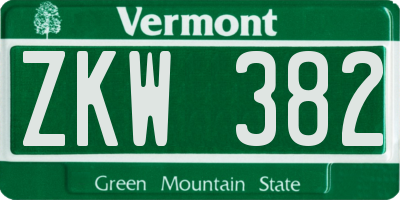 VT license plate ZKW382
