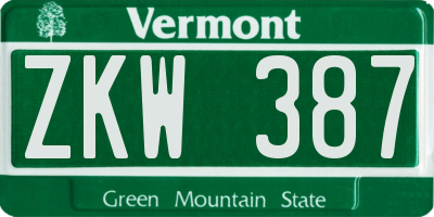 VT license plate ZKW387