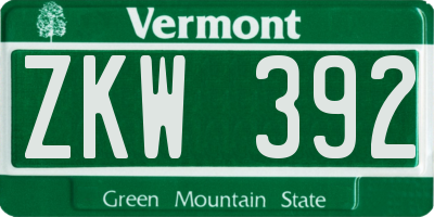 VT license plate ZKW392