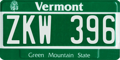 VT license plate ZKW396