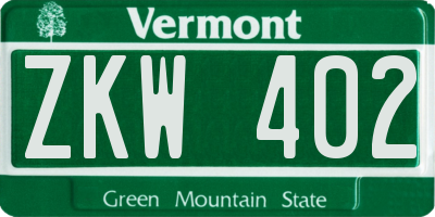 VT license plate ZKW402
