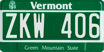 VT license plate ZKW406