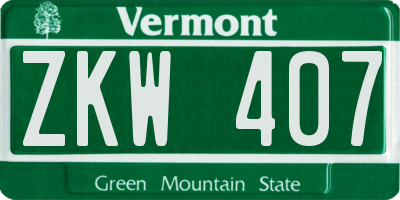 VT license plate ZKW407