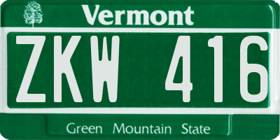 VT license plate ZKW416