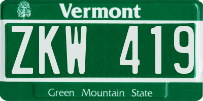 VT license plate ZKW419