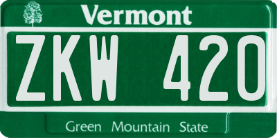 VT license plate ZKW420