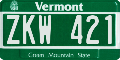 VT license plate ZKW421