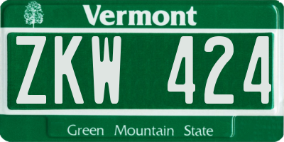 VT license plate ZKW424