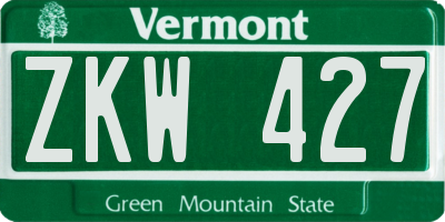 VT license plate ZKW427