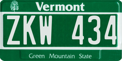 VT license plate ZKW434