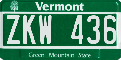 VT license plate ZKW436