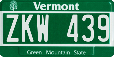 VT license plate ZKW439