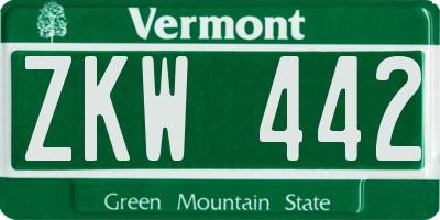 VT license plate ZKW442