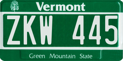 VT license plate ZKW445