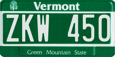 VT license plate ZKW450