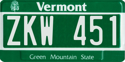 VT license plate ZKW451