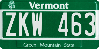 VT license plate ZKW463