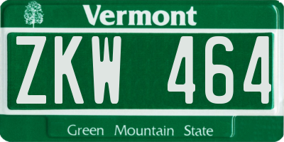 VT license plate ZKW464