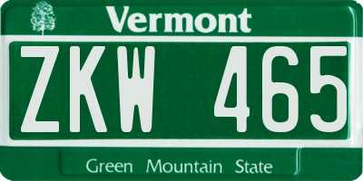 VT license plate ZKW465