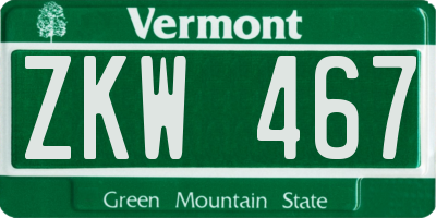 VT license plate ZKW467