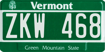 VT license plate ZKW468